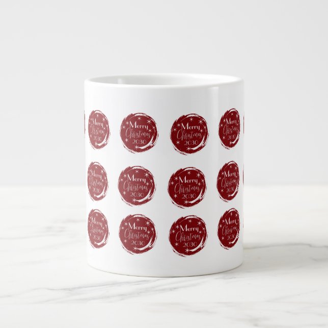 Burgundy Elegant Circles Christmas    Jumbo-Tasse (Vorderseite)