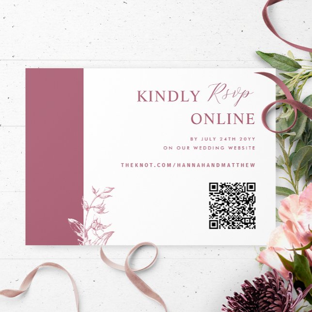 Burgundy Elegant QR Code UAWG Wedding Begleitkarte (Von Creator hochgeladen)