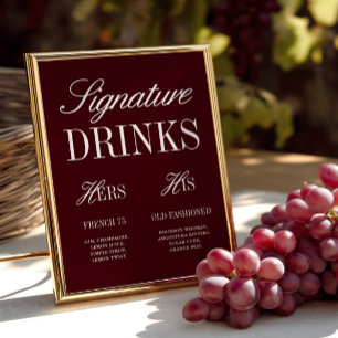 Burgundy Elegante Signature Drinks Hochzeitsskript