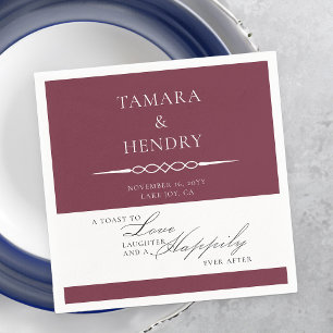 Burgundy Elegante Wedding Toast Personalisiert Serviette