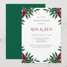 Burgundy & Emerald Peony Winter Wedding Shower Einladung