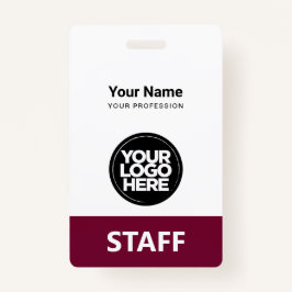 Burgundy Employee Name Business Logo Qr Code Ausweis