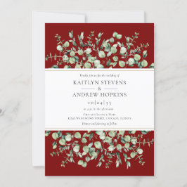 Burgundy Eucalyptus  Wedding Einladung