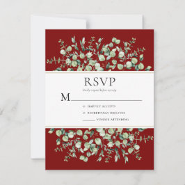 Burgundy Eucalyptus Wedding RSVP Karte