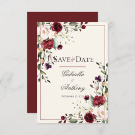 Burgundy Eukalyptus Floral Wedding Save the Date