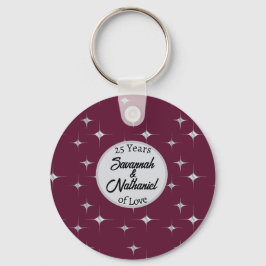 Burgundy Extravagant Anniversary Custom Couple Nam Schlüsselanhänger