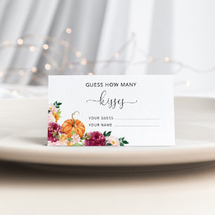 Burgundy Fall erraten, wie viele Küsse Bridgame Begleitkarte