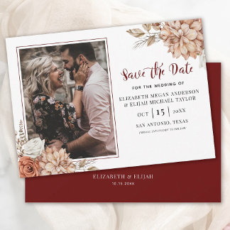 Burgundy Fall Floral Foto Hochzeit speichern das D Einladung