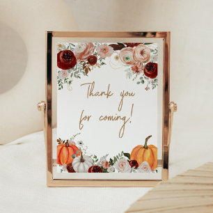 Burgundy Fall Floral Pumpkin Vielen Dank für Ihren Poster