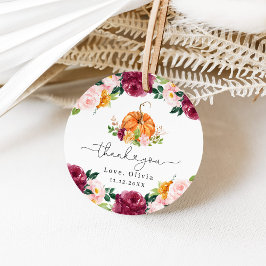 Burgundy Fall florale Little Kürbis vielen Dank Geschenkanhänger
