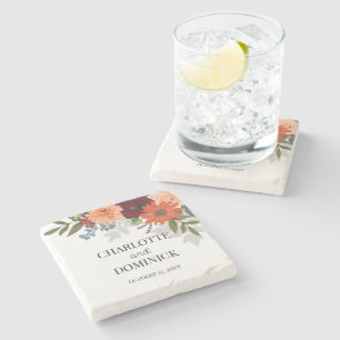 Burgundy Fall Garden Floral Wedding Steinuntersetzer