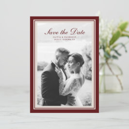 Burgundy Fall Photo Save the Date Card Einladung