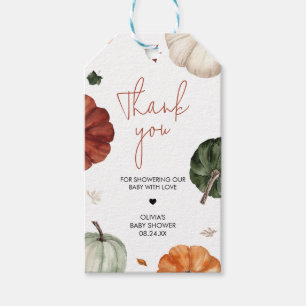 Burgundy Fall Pumpkin Baby Shower Fevor Tags Geschenkanhänger
