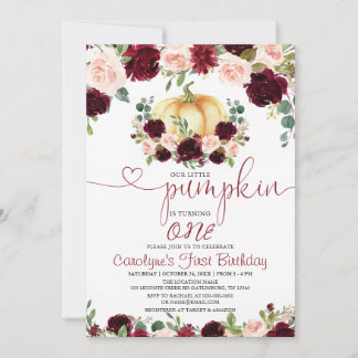 Burgundy Fall Pumpkin Geburtstag Einladung