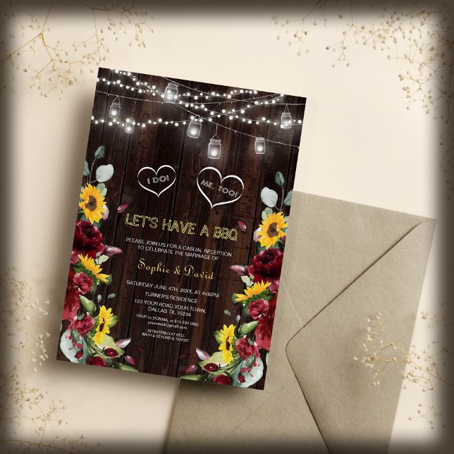 Burgundy Fall Sonnenblumen Holzstall I DO GRILLEN Einladung (Von Creator hochgeladen)