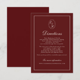 Burgundy Fall Wedding Directions Card Begleitkarte