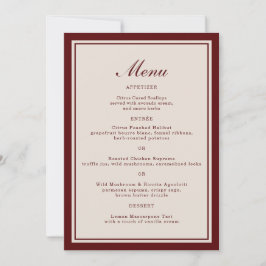 Burgundy Fall Wedding Menu Card Einladung