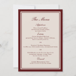 Burgundy Fall Wedding Menu Card Einladung