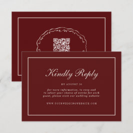 Burgundy Fall Wedding RSVP Online Enclosure Card Begleitkarte