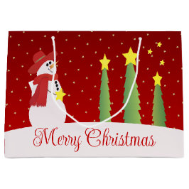 Burgundy Festive Snowman Große Geschenktüte