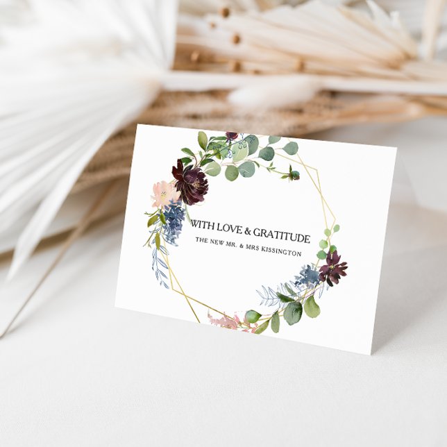 Burgundy Floral and Greenery Vielen Dank Dankeskarte (Von Creator hochgeladen)