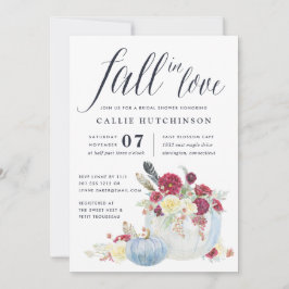 Burgundy Floral & Autumn Pumpkin Brautparty Einladung