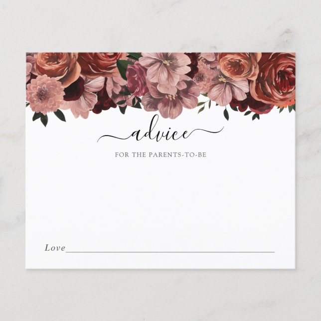 Burgundy Floral Baby Advice für die Eltern zu sein (Vorderseite)