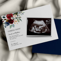 Burgundy Floral Baby Sonogram Pregnancy