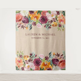 Burgundy Floral Backdrop | Rustikaler Foto-Stand P Wandteppich