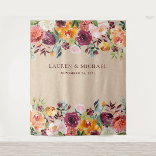 Burgundy Floral Backdrop   Rustikaler Foto-Stand P Wandteppich