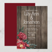 Burgundy Floral Bard Wood Rustic Wedding