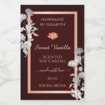 Burgundy Floral Blume Produktverpackungen Etikette