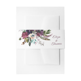 Burgundy Floral Bouquet Einladung Bauchband Einladungsbanderole