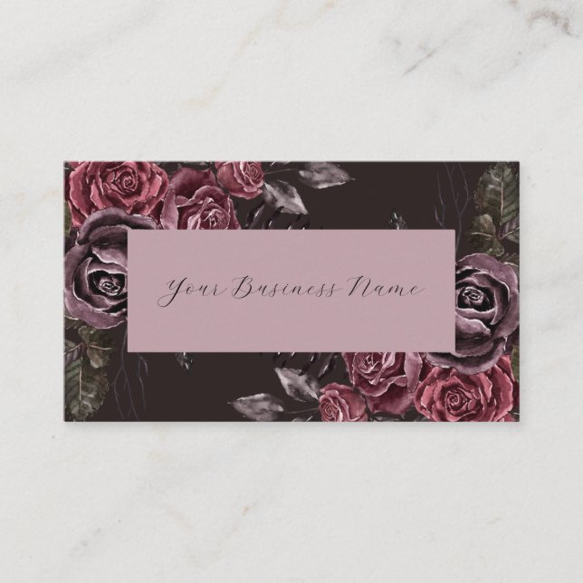 Burgundy Floral Business Card Visitenkarte (Vorderseite)