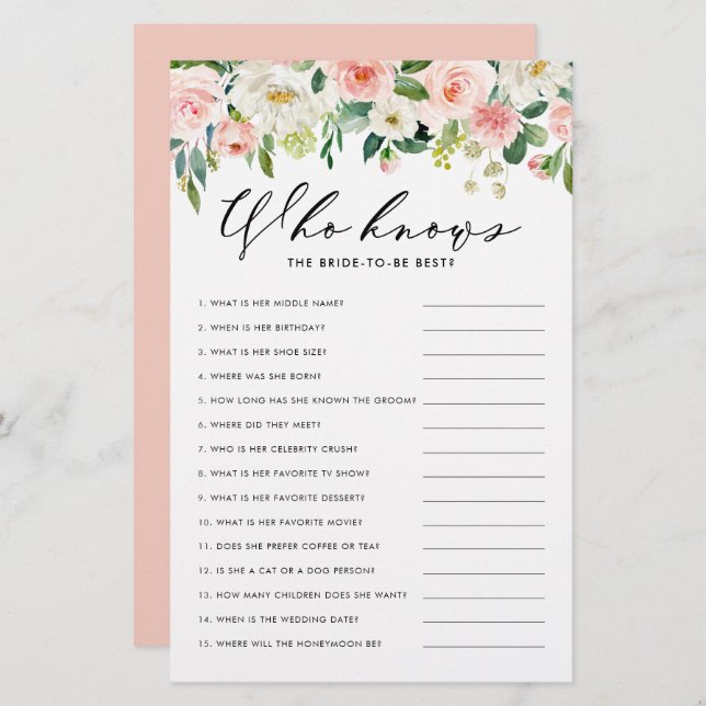 Burgundy Floral, die Braut das beste Spiel kennt (Vorne/Hinten)