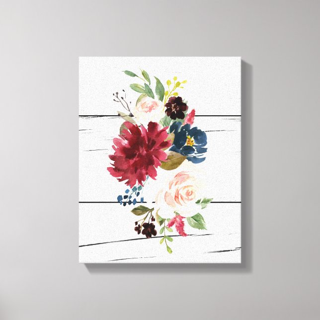 Burgundy Floral Elegant Rustikal Leinwanddruck (Vorderseite)