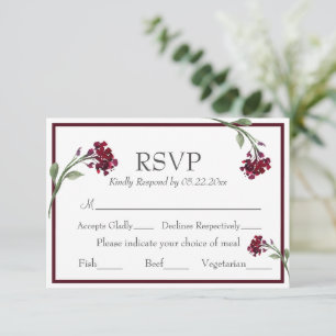 Burgundy Floral Elegante Rustikale UAWG RSVP Karte