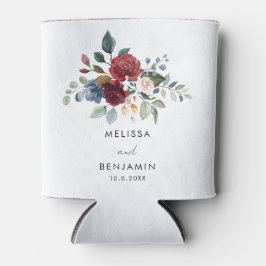 Burgundy Floral Elegante Script-Gastgeschenke Hoch Dosenkühler