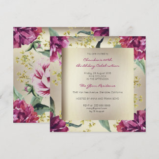 Burgundy Floral Foxier Tropical Peony Geburtstag Einladung