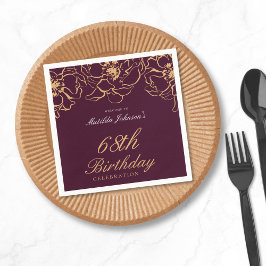 Burgundy Floral Geburtstagsparty Paper Napkin Serviette