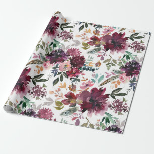 Burgundy Floral Geschenkpapier