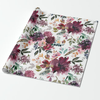 Burgundy Floral Geschenkpapier