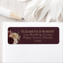 Burgundy Floral Gothic Wedding Address Label