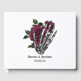 Burgundy Floral Gothic Wedding Gästebuch