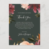Burgundy Floral | Green Danke Empfang Card