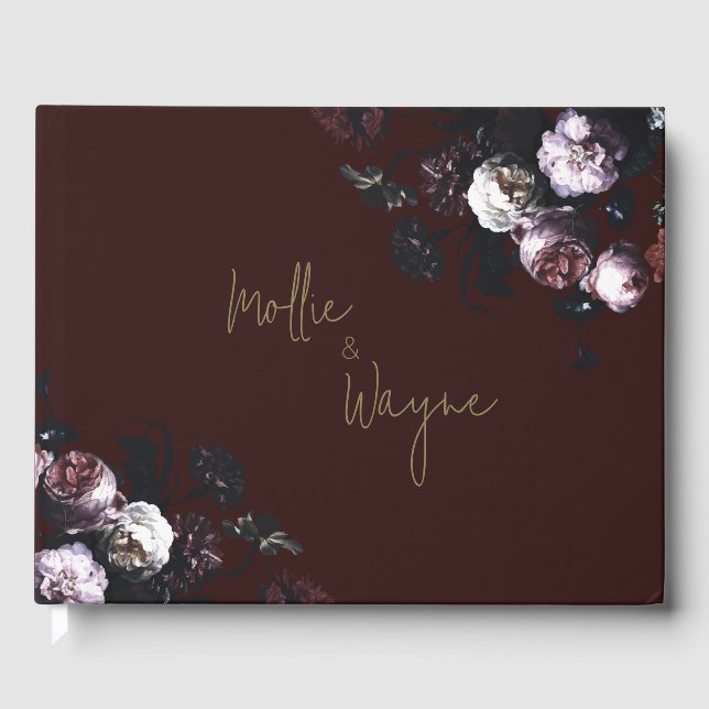 Burgundy Floral Guest Book Gästebuch (Vorderseite)