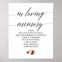 Burgundy floral in Love Memory Memorial Signatur Poster