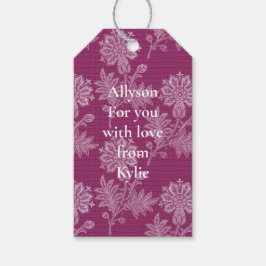 Burgundy Floral Lace Brautparty Geschenkanhänger