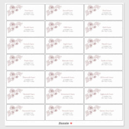 Burgundy Floral Line Art Guest Address Aufkleber