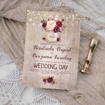 Burgundy Floral Mason Jar Rustic Wedding